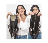 Wavy Human Hair Topper for Women 15x16 CM Silk Skin Base Toupee with PU Around, 8"-22" Wavy European Virgin Hair Piece for Thicking Hair(14 inches)