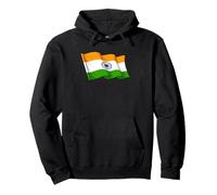 Wavy India Flag Design Saffron White Green National Pride Pullover Hoodie
