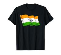 Wavy India Flag Design Saffron White Green National Pride T-Shirt