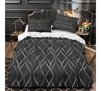 Wavy Lines Comforter Cover 3D Print Hotel Quality 3-Piece Bed Set Hidden Zipper Modern Abstract Pattern Duvet Cover Extra Soft Anti-allergic for Adults Women Kids Girls Boys Teens Double（200x200cm）