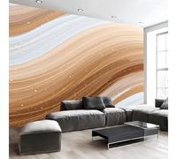 Wavy Lines Light Spots Printed Wallpaper, Premium Non-Woven Concise Abstract Wall Mural, Brown Photo Wallpaper, for Living Room Bedroom Home Office Wall Decoration - 400 x 280 cm