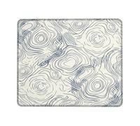 Wavy Lines Small Mouse Pad, Abstract Modern Circular Patterns Abstract Shapes None Navy Blue Square Rubber Smooth Portable Travel Mousepad Decor for Home Office Work Gaming Desk Square 8x10 Inch