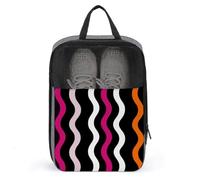 Wavy Lines White Black Orange Red Shoe Bag for Travel Daily Use Anti-dust Storage Carrier Golf Shoe Pouch