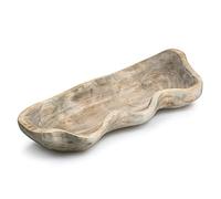 Wavy Live Edge Wooden Dough Bowl for Decor 16"L Medium Natural Root Wood Hand Carved Decorative Wooden Farmhouse Fruit Bowl Handmade, Home Decoration Centerpiece, Table Display Bowl