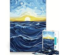 Wavy Ocean Sunrise 1000 Piece Teenager Puzzles Mental Focus Game Precision Cut Smooth Edges Christmas Stocking Stuffer Game (38x26cm)