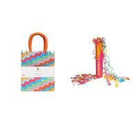 Wavy Paper Gift Bags 8pk & Rainbow Happy Birthday Confetti Cannon Bundle
