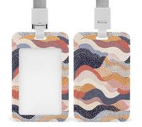 Wavy Pattern Badge Holder with Lanyards Retractable Vertical Plastic Id Badge Holder Name Key Card Holders Case for Teacher Nurse Doctor Office Gift for Coworkers