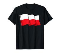 Wavy Poland Flag Design Red White National Pride Graphic T-Shirt