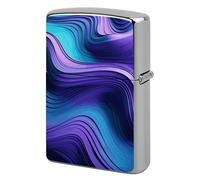 Wavy Purple Lighter Case Metal Protective Cover with Double-Sided Art Design, Cool Lighters Pouch Shockproof Lighter Cover for Men Women Gifts, Lighters Not Included