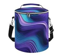 Wavy Purple Lunch Bag 15L, Insulated Picnic Basket with Leakproof Design - Large Cooler Tote for Camping, Beach, Hiking & Groceries