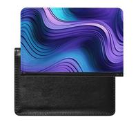 Wavy Purple Passport Cover Family Printed Leather Passport Holder Minimalist Front Pocket Slim Travel Wallet Cover Case Lightweight Credit Card Holder for Women Men