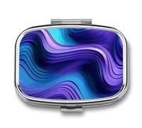 Wavy Purple Pill Box 2 Compartment - Small Metal Medicine Organizer Portable Pill Case for Purse Pocket Travel Vitamin Organizer for Men Women, BPA-Free