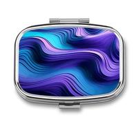 Wavy Purple pilldispenser 2-Compartment Portable Travel Square PillCase Daily with Store Vitamins Pocket Medicine Organizer for Office Home Fish Oil