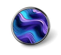 Wavy Purple Round Badge for Men Women, Durable & Stylish Lapel Pins, Lightweight Metal Badges for Shirts, Jackets, Hats