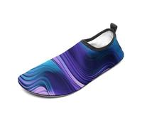 Wavy Purple Water Shoes for Men Women, Lightweight Stretch Swim Shoes with Anti-Slip Rubber Sole, Quick-Dry Aqua Socks for Pool, Beach, Surfing, Style, 5 Women/5 Men