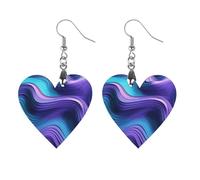 Wavy Purple Wooden Earrings Jewelry Gifts, Lightweight Vintage Natural Wood Pendants Classic Artistic Wooden Earring Hooks for Women