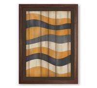 Wavy Rhythm Geometric Framed Wall Art Print A3 (42×29.7cm) Walnut, Wall Decor for Living Room, Bedroom, Office & Home, Ready to Hang, Art Gift