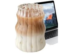 Wavy Ribbed Glass, Cute Drinking Tool, 530 ml, Durable Design, Ice Drink Container, Modern Kitchen Barware, Suitable for Juice, Beer, Soda, Tea, Cocktail, Cafe, Office, Home