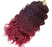 Wavy Senegalese Twist Crochet Braids 6packs/lot 14Inch 35Strands/Pack Synthetic Crochet Hair Curly Twist Braiding Hair (14 Inch, T1B/Burgundy#)