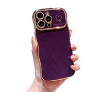 Wavy-side Phone Case for IPhone 17 Pro Max,Solid-color Heart-pattern Protective Case for IPhone 16 (Dark Purple,iphone 17)