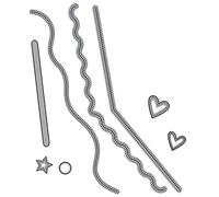 Wavy Slimline Border Dies for Card Making DIY Scrapbooking Circle Love Hearts Metal Cutting Dies for Paper Crafting Arts Crafts Scrapbooking Supplies Metal Die Cuts Punch Template Moulds Arts Supplie