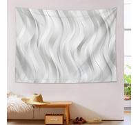 Wavy Stripes Tapestry Modern and Simple Tapestry Wall Hanging Silver Gray Wall Tapestries Hippie Art Poster for Bedroom Living Room Dorm Backdrop Decor 60"x50" (130x150cm)