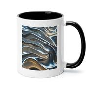 Wavy Texture Lines Ceramic Coffee Mug with Handle 11 Ounces, Porcelain Mug Coffee Cup Tea Mug Water Cup Ideal for Coffee,Tea,Latte,Cappuccino,Microwave & Dishwasher Safe Unique Gift Cup