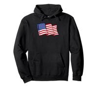 Wavy USA Flag Design Red White Blue American National Pride Pullover Hoodie