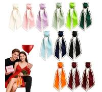 Wavy Velour Festive Decorative Ribbon Strips & Ties - Premium Soft Flocked DIY Ribbon, Durable Non-Fray Wave Edge Velour Ribbon for Gift Wrapping Floral Craft Holiday Home Decoration (12Pc)