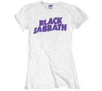 Wavy Vintage logo Skinny Fit T Shirt Black Sabbath White M