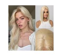 Wavy Wig Light Blonde Human Hair Topper Middle Part Straight Remy Hair Pieces 10×12 CM Silk Base Clip In Topper for Women with Thinning Hair Wig Grip