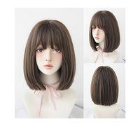 Wavy Wigs Wig Black Natural Short Wigs Straight Wigs with Bangs Brown Pink Synthetic Hair for Women Daily Cosplay Heat Resistant Wig Women's Wigs(14inch 36cm-06)
