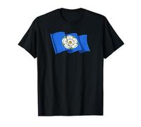 Wavy Yorkshire Flag Design White Rose Blue England County T-Shirt