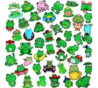 Wavyknot 48 Pcs Frog Patch Iron on Patches for Clothing Cartoon Animal Patch Embroidered Cute Patches for Frog Day Clothes Sew on Jackets Backpacks Hat Dress Fabric for DIY