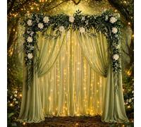 Wavyknot Enchanted Forest Decorations 5.25 x 9.84 ft Greenery Arch Draping Fabric Fake Flowers Vines Eucalyptus Garland with LED Lights for Woodland Forest Wonderland Party Classroom Doorways