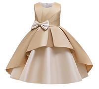 WAWALI Flower Girls Elegant Wear Princess Dress Satin Stitching Birthday Party Wedding Gown Formal Dresses 8 Champagne