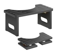 WAWOHERRNS Wood Toilet Stool, Foldable Toilet Potty Stool, Toilets Stools for Adults, 7" Portable Squatting Poop Foot Step, Bathroom Non-Slip Assistance Step Stools (Black)