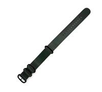 WAWPU 16mm-24mm Nato Leather Watch Strap Replacement for Men Watches Accessories (Green Black Buckle, 16mm)