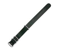 WAWPU 16mm-24mm Nato Leather Watch Strap Replacement for Men Watches Accessories (Green Silver Buckle, 16mm)