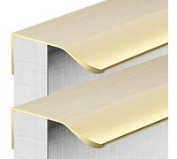 WAWPU Aluminum Wardrobe Kitchen Concealed Handles Finger Edge Pull Drawer Handles Knobs Brushed Gold 2 Pieces(Hole Distance 352mm)