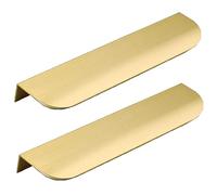 WAWPU Concealed Door Handles, Aluminum Alloy Wardrobe Kitchen Concealed Handles Finger Edge Pull Drawer Gold 2 Pieces(Hole Distance 64mm)
