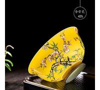 WAWPU Enamel Single Bowl Chinese Style Retro Flower Bird Pattern Bowl Jingdezhen Fine Bone China Ceramic Tableware