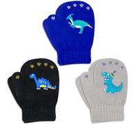 WAWSAM 3 Pairs Kids Knitted Mittens Toddler Winter Gloves Boys Stretch Mittens Magic Full Finger Warm Mittens