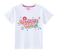 WAWSAM Birthday Girls T Shirt Baby Party Shirts T Rex Top Tee Gift Birthday Short Sleeve Tees Girls Birthday Outfit for 5th 6th 7th White