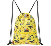 WAWSAM Drawstring Backpack for Kids - Sports Gym Bag Waterproof Beach Swimming School Travel Sack Pack, truck a001, 34 cm, Outdoor, casual