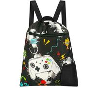 WAWSAM Gymnastics Backpack with Drawstring - 38 × 45 cm Sports Bag for Children Waterproof Swimming Beach Shopping Bag, Game B001, 38 × 45 cm