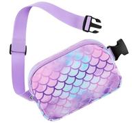 WAWSAM Kids Belt Bag Fanny Pack - Mermaid Girls Crossbody Bag Waist Bags Purse for Girl with Adjustable Waistband 51-90 cm Multiple Compartments Waist Bags Girls Sports Bags Child Runner Bag Gift