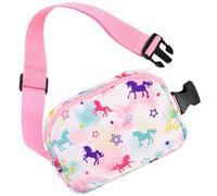 WAWSAM Kids Belt Bag Fanny Pack - Unicorn Girls Crossbody Bags Waist Bag Purse for Girls with Adjustable Waistband 51-90 cm Multiple Compartments Waist Bags Girl Sports Bags Child Runner Bag Gift
