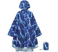 WAWSAM Kids Poncho Waterproof - Lightning Rain Poncho for Boys - Lightweight Hooded Raincoat with Storage Bag - Portable Rainwear for School & Travel