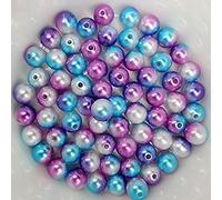 Wax Beads Colourful Shimmer Approx. 100 Pieces 10 mm Purple Blue White - DIY Jewellery Crafts Bracelets Chains Decoration Beads for Jewellery Making Creative Craft Material Craft Beads